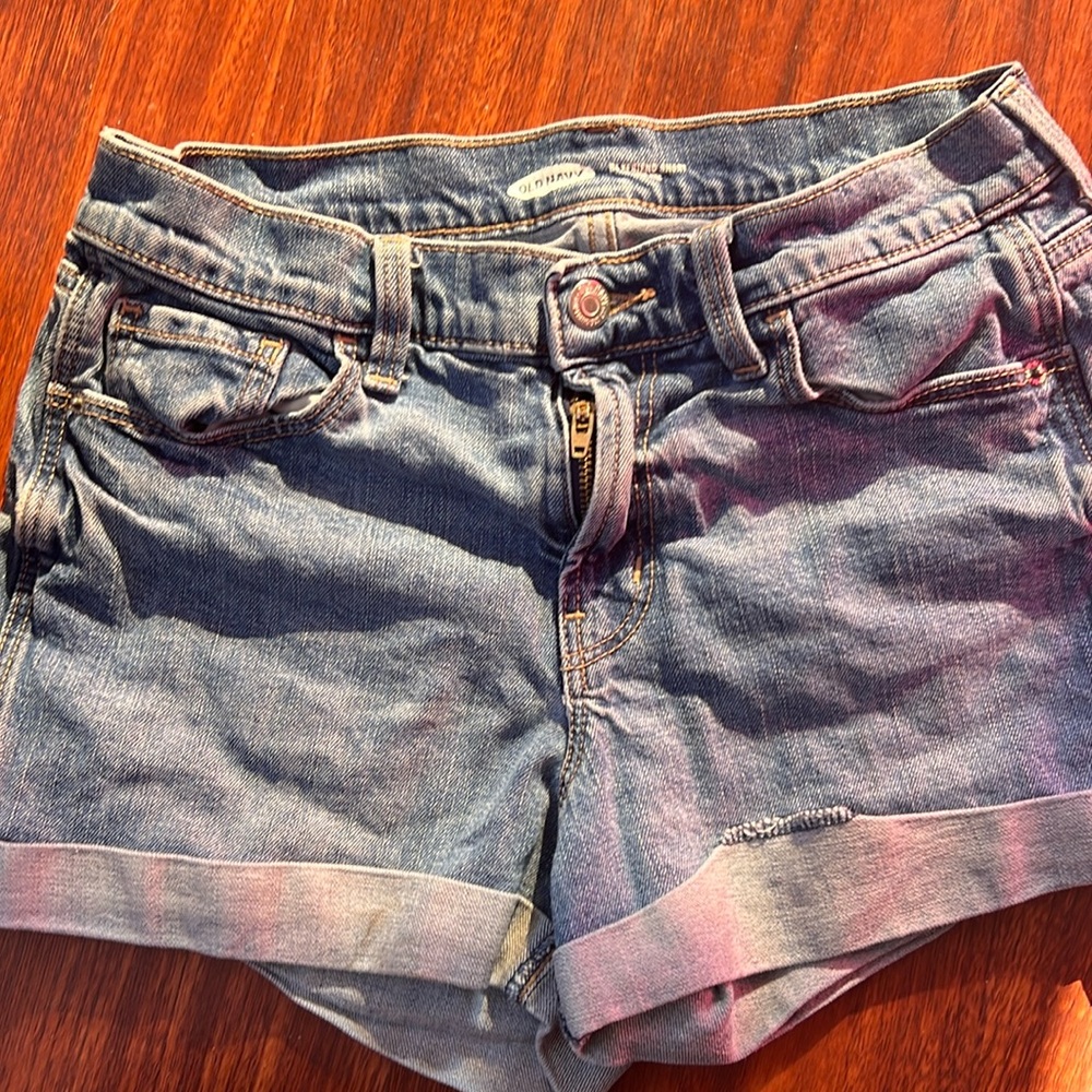 Blue denim boyfriend style shorts